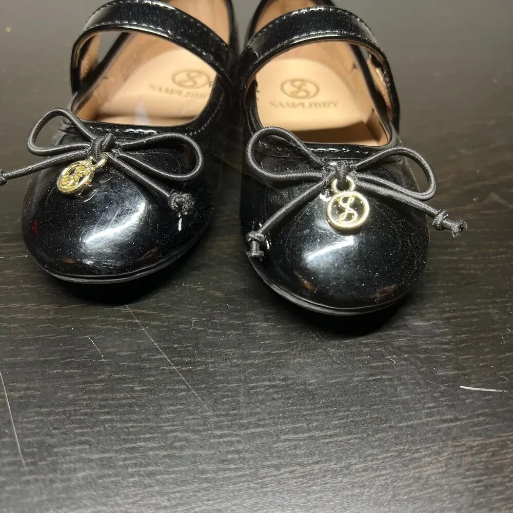 Sam & Libby Girls Candice Cella Mary Jane Ballet Flats Black Patent Size 7